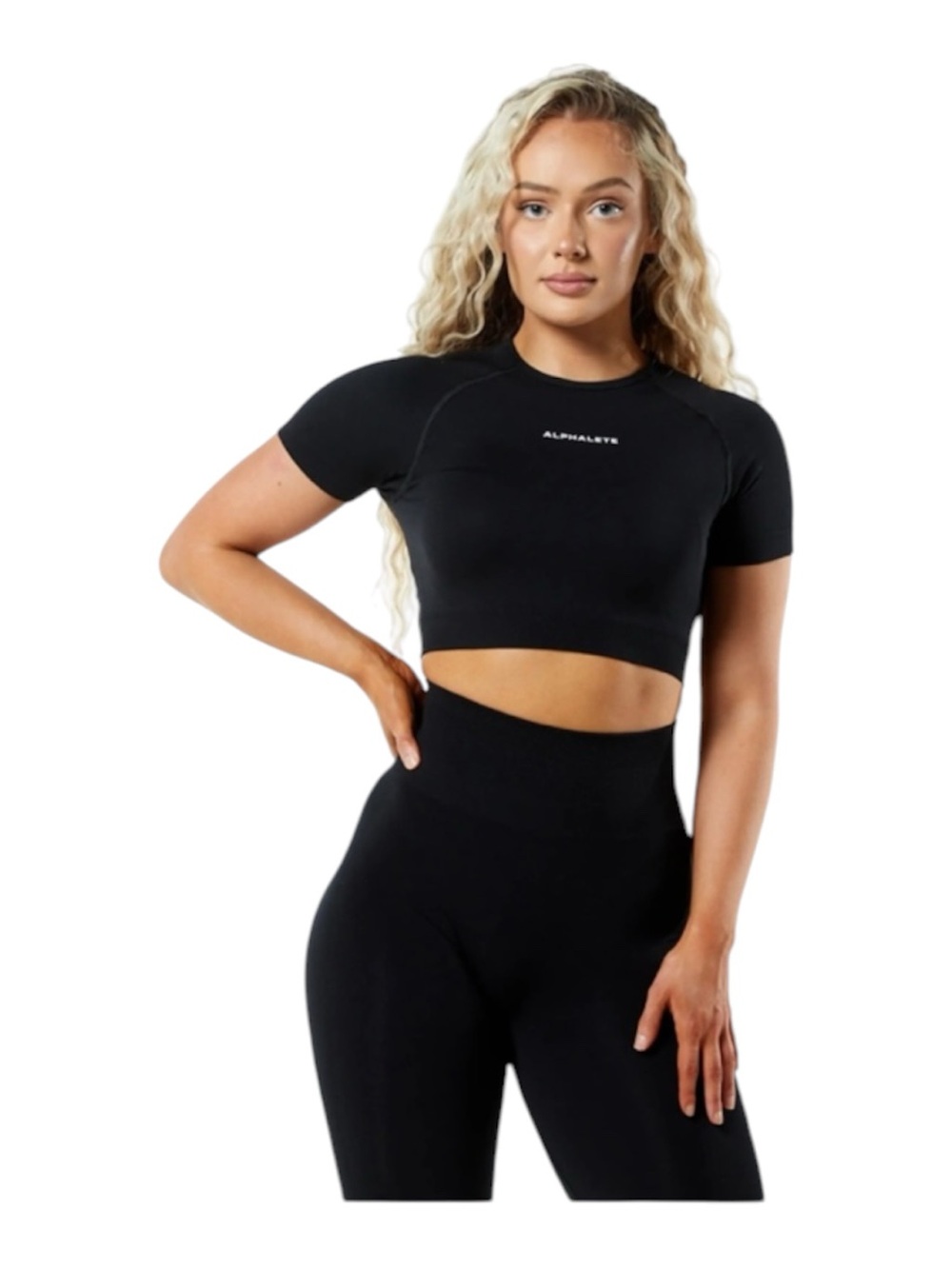 Alphalete Black Fitted Short Sleeve Crop Top